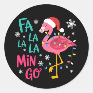 Fa La La La Mingo Christmas Flamingo Pink Lover Classic Round Sticker