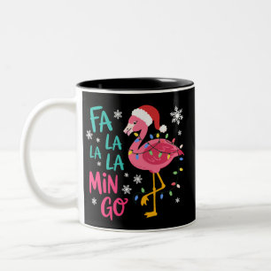 Fa La La La Mingo Christmas Flamingo Pink Lover Two-Tone Coffee Mug