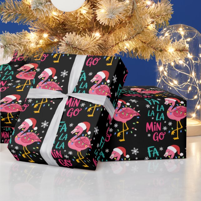 Fa La La La Mingo Christmas Flamingo Pink Lover Wrapping Paper (Holidays)