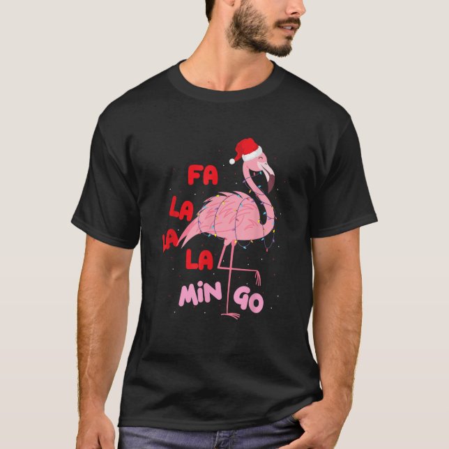 Fa La La La Mingo Cute Flamingo Christmas Xmas  T-Shirt (Front)