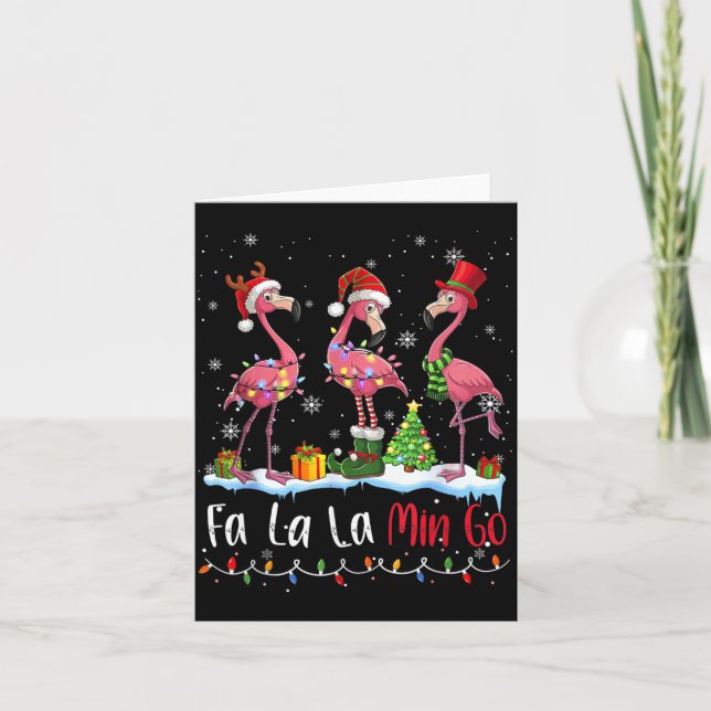 Fa La La La Mingo Flamingo Christmas Lover  Card (Front)