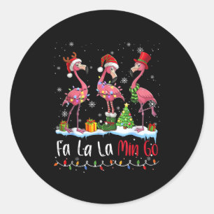 Fa La La La Mingo Flamingo Christmas Lover  Classic Round Sticker