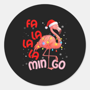 Fa La La La Mingo Flamingo Christmas Men Women Kid Classic Round Sticker