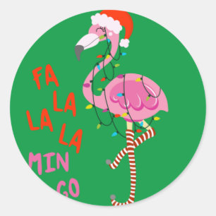 Fa La La La mingo Flamingo For Christmas Xmas Classic Round Sticker