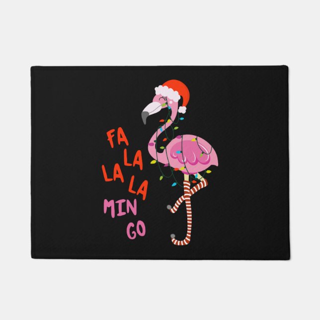 Fa La La La mingo Flamingo For Christmas Xmas Doormat (Front)