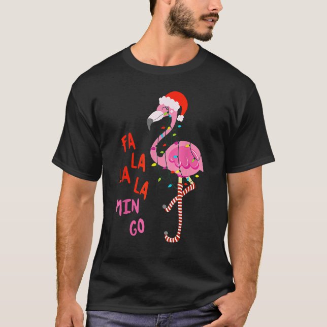 Fa La La La mingo Flamingo for Christmas Xmas T-Shirt (Front)