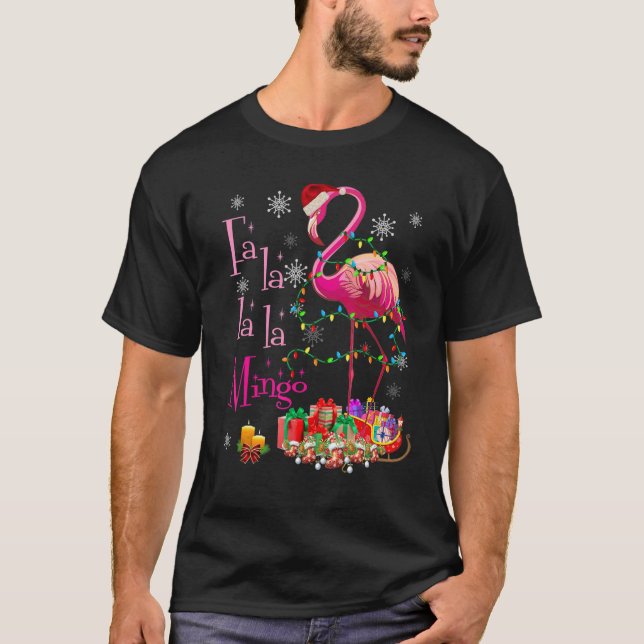 Fa La La La mingo Flamingo for Christmas Xmas T-Shirt (Front)