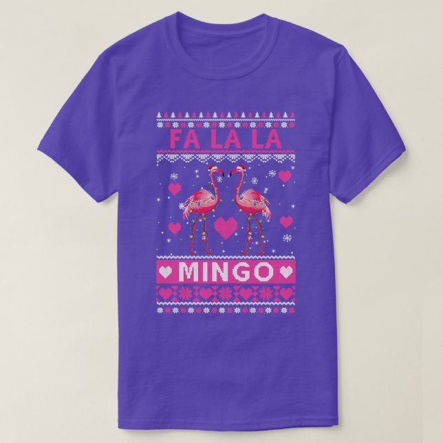 Fa La La La Mingo Flamingo Santa Pink Ugly Christm T-Shirt (Design Front)