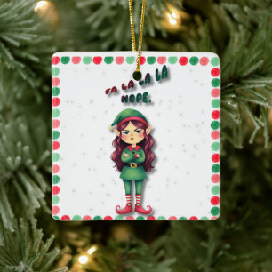 Fa La La La Nope Funny Christmas Elf Ornament