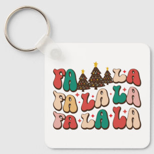 Fa la la la Retro Groovy Christmas Holidays Key Ring
