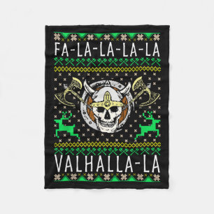 Fa-la-la-la Valhalla-la Viking God Ugly Christmas Fleece Blanket