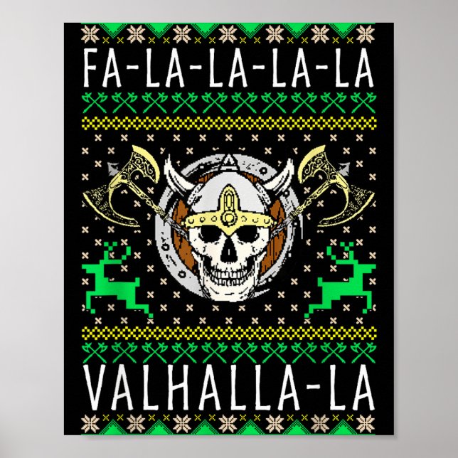 Fa-la-la-la Valhalla-la Viking God Ugly Christmas  Poster (Front)