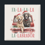 FA LA LA LABRADOR DOG RED TRUCK FURRY CHRISTMAS MAGNET<br><div class="desc">We've got the perfect way for those who love dogs and Labrador and Golden retrievers ! Our furry-inspired Christmas MAGNET feature a vintage retro image of a chocolate Labrador and Golden Retriever in Santa hats on a red truck and the whimsical quote 'FA LA LA LA LABRADOR!' in retro vintage...</div>