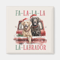FA LA LA LABRADOR DOG RED TRUCK FURRY CHRISTMAS