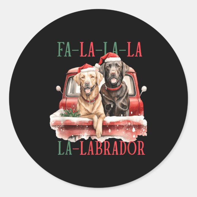 Fa La La Labrador Funny Christmas  Classic Round Sticker (Front)