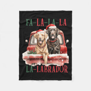 Fa La La Labrador Funny Christmas  Fleece Blanket