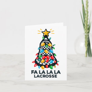 Fa La La Lacrosse Player Christmas Tree Lights Xma Card