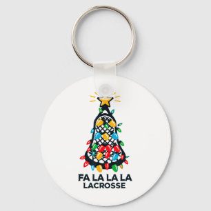 Fa La La Lacrosse Player Christmas Tree Lights Xma Key Ring