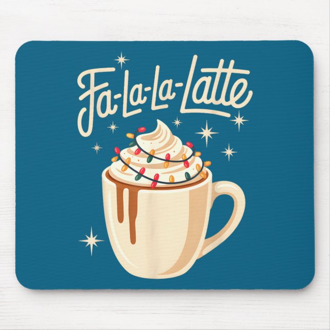 Fa La La Latte Humorous Pun Funny Retro Coffee Chr Mouse Mat (Front)