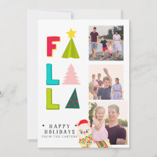 FA LA LA LLAMA 3 PHOTO festive fun kids Holiday Card