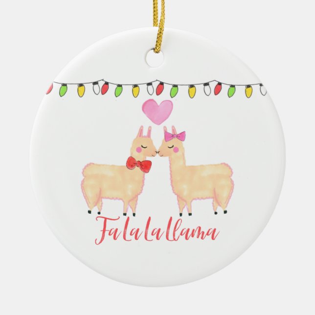 fa la la llama ceramic tree decoration (Front)