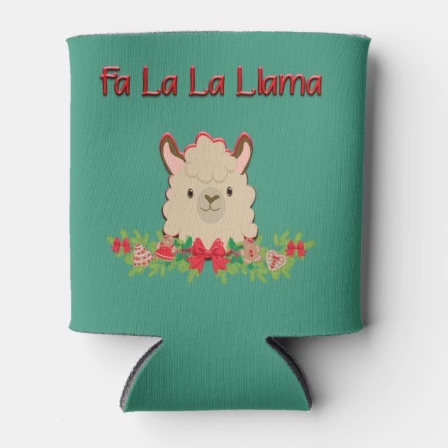 Fa La La Llama Christmas Can Cooler (Front)
