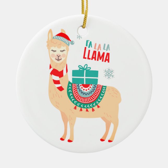 Fa La La Llama | Christmas Ceramic Tree Decoration (Front)