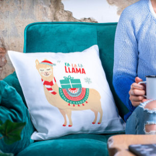 Fa La La Llama   Christmas Cushion