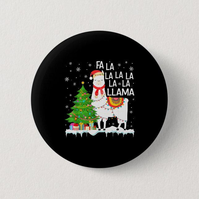Fa La La Llama Christmas Funny Xmas Pyjamas Animal 6 Cm Round Badge (Front)