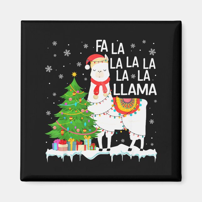 Fa La La Llama Christmas Funny Xmas Pyjamas Animal Magnet (Front)