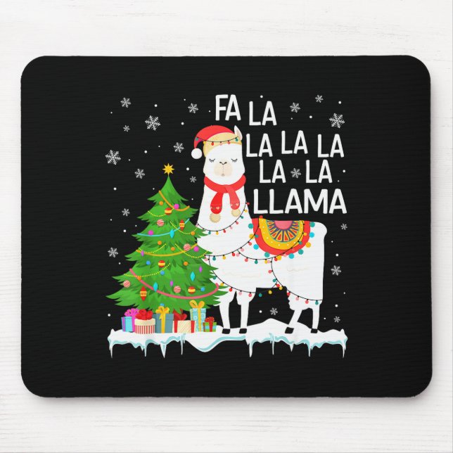 Fa La La Llama Christmas Funny Xmas Pyjamas Animal Mouse Mat (Front)