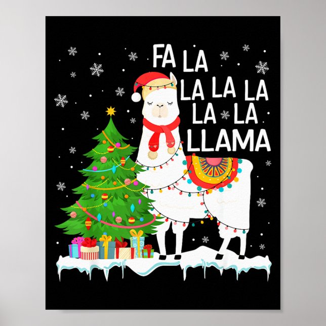 Fa La La Llama Christmas Funny Xmas Pyjamas Animal Poster (Front)