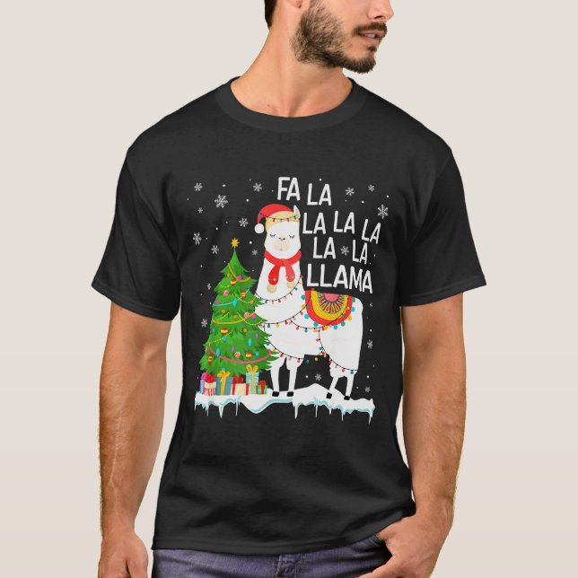 Fa La La Llama Christmas Funny Xmas Pyjamas Animal T-Shirt (Front)