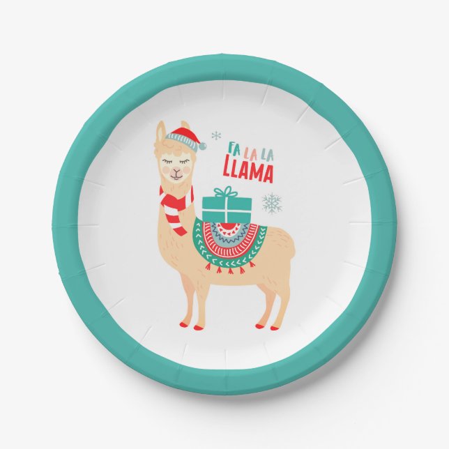 Fa La La Llama | Christmas Paper Plate (Front)