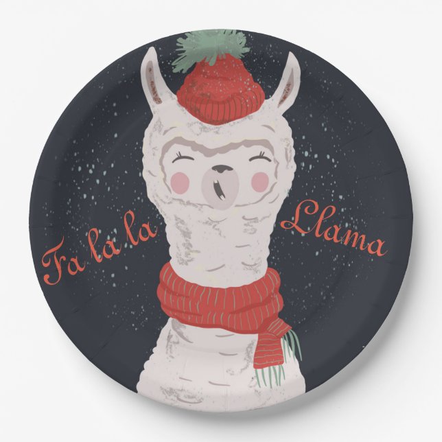 Fa la la Llama Christmas Paper Plate (Front)