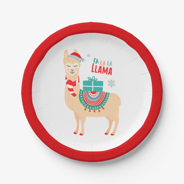 Fa La La Llama | Christmas Paper Plate (Front)