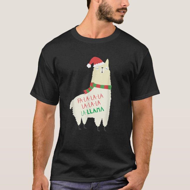 Fa La La Llama  Cute Llama Christmas Alpaca  T-Shirt (Front)