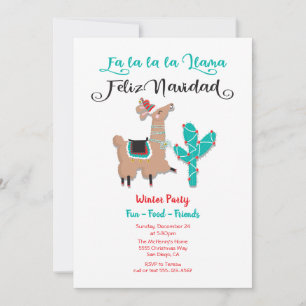 Fa la la Llama Feliz Navidad Holiday Party Card