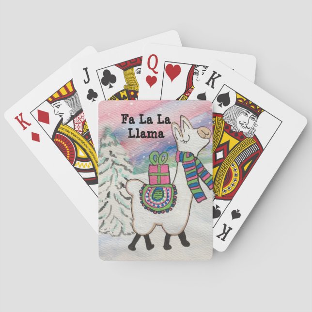 Fa La La Llama Fun Modern Christmas Playing Cards (Back)