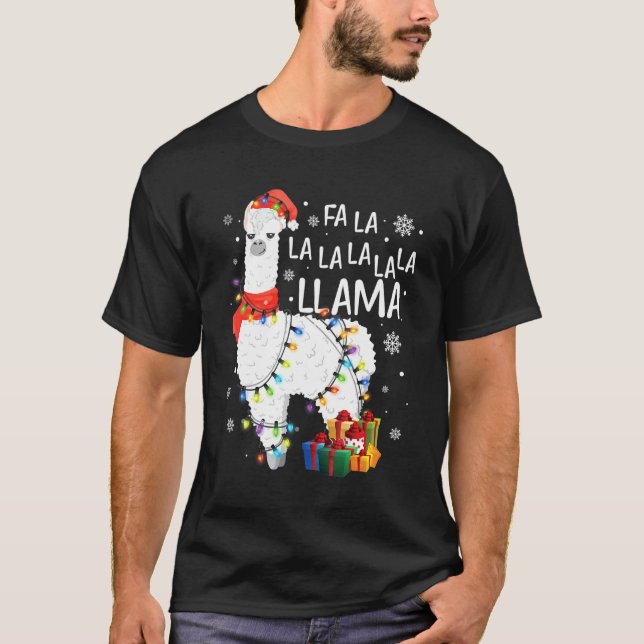 Fa La La Llama Funny Christmas Christmas Lllama Lo T-Shirt (Front)