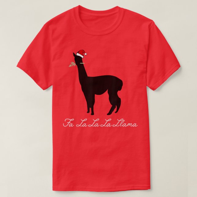 Fa La La Llama Funny Christmas Holiday Santa A T-Shirt (Design Front)