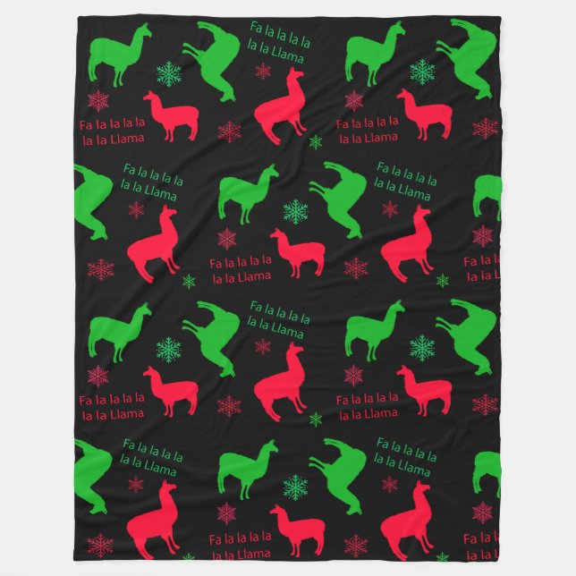 Fa la la Llama Funny Holidays Festive Christmas Fleece Blanket (Front)