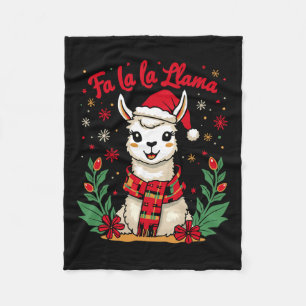 Fa La La Llama Funny Llama Christmas Alpaca Animal Fleece Blanket