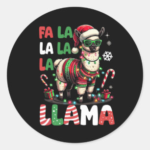 Fa La La Llama Funny Llama Christmas Animal Lover Classic Round Sticker