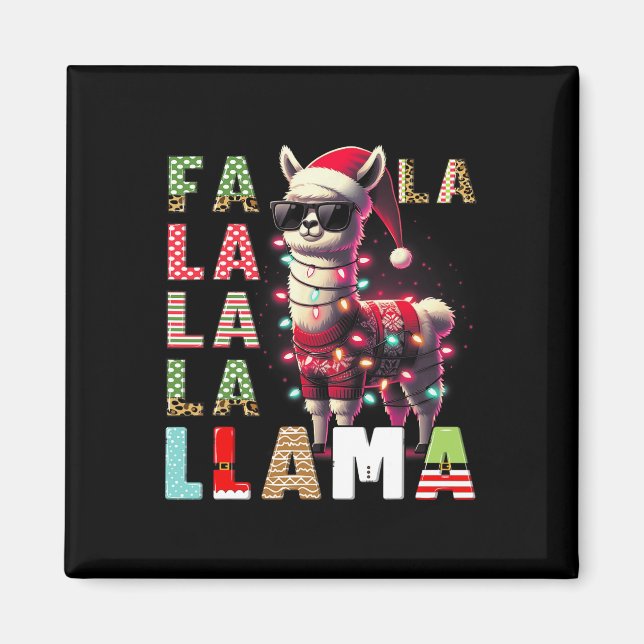 Fa La La Llama Funny Llama Christmas Animal Lover  Magnet (Front)