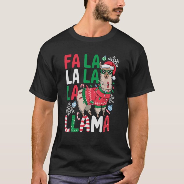 Fa La La Llama Funny Llama Christmas Animal Lover  T-Shirt (Front)