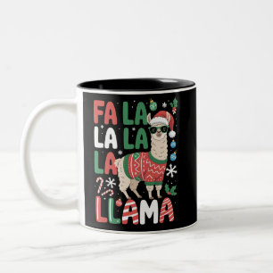 Fa La La Llama Funny Llama Christmas Animal Lover Two-Tone Coffee Mug