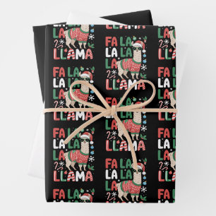 Fa La La Llama Funny Llama Christmas Animal Lover Wrapping Paper Sheet
