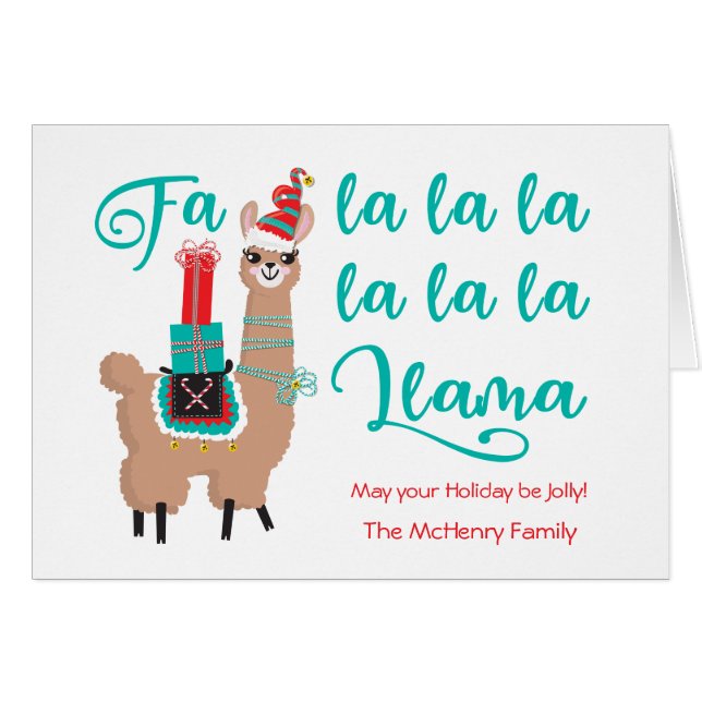 Fa la la Llama Holiday Greeting Card (Front Horizontal)