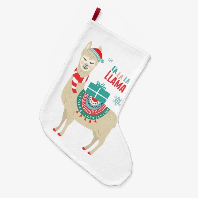 Fa La La Llama Large Christmas Stocking (Front (Hanging))